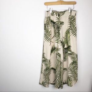 FERN PATTERN LINEN BLEND CULOTTES SIZE 10 EUC
